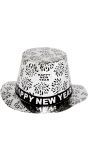 Zilveren Happy New Year hoge hoed