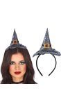 Zilveren heksenhoed haarband halloween