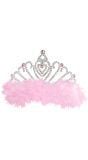 Zilveren tiara met roze veren