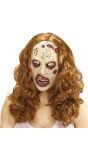 Zombie masker met bruine pruik
