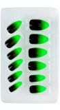 Zwart en neon groene heksen nagels