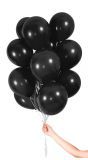 Zwarte ballonnen met lint 30 stuks 23cm