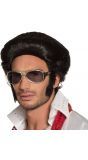 Zwarte Elvis pruik met bakkebaarden