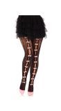 Zwarte gestreepte netpanty met roze strikjes dames