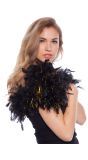 Zwarte gouden luxe veren boa 180cm