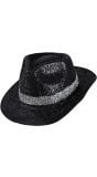 Zwarte maffia glitter hoed