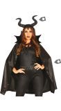 Zwarte maleficent cape en horens