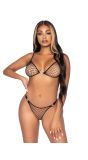Zwarte net lingerieset met hartjes dames