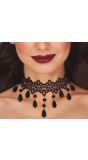 Zwarte regendruppel edelstenen choker