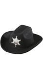 Zwarte sheriff cowboyhoed