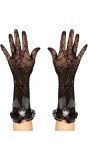 Zwarte spinnenweb handschoenen met strass