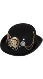 Zwarte steampunk hoed