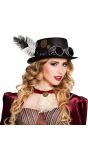 Zwarte steampunk hoge hoed met bril