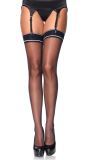 Zwarte stockings met gestreepte bovenkant