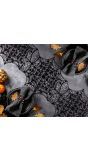Zwarte tafelloper spinnenweb linnen 34 x 136 cm halloween