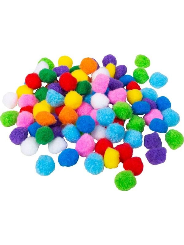 100 gekleurde pom pom balletjes