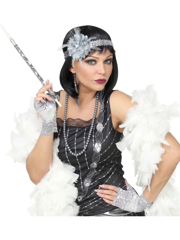 20s flapper accessoires grijs vrouwen