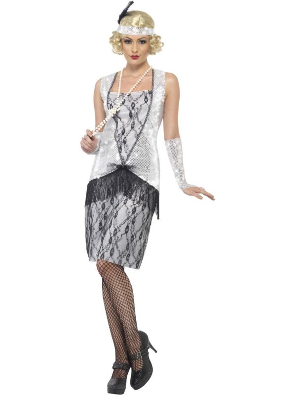 20s flapper jurk zilver main product photo