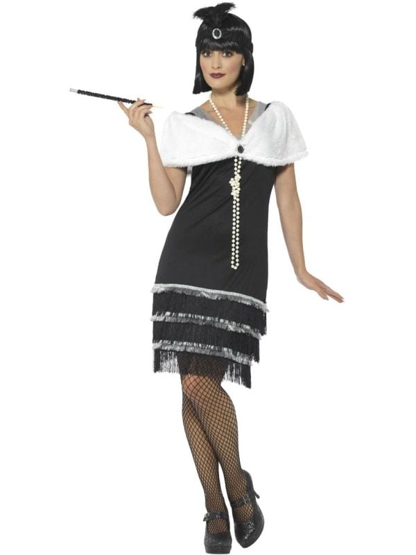 Nieuwheid Besluit Digitaal 20s flapper jurk zwart wit | Feestkleding.nl