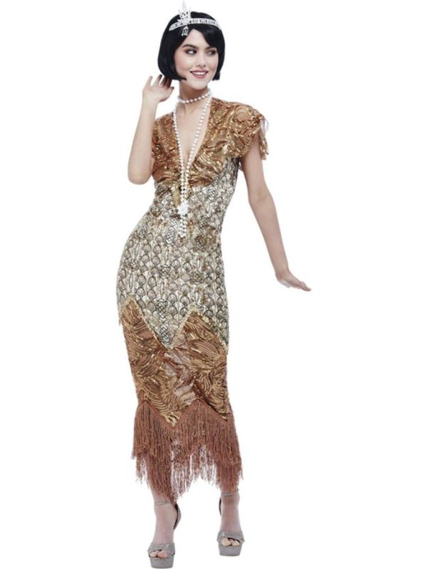20'S Vrouwen Flapper Jurk Goud main product photo