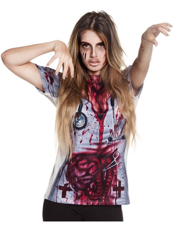 3D shirt zombie verpleegster dames