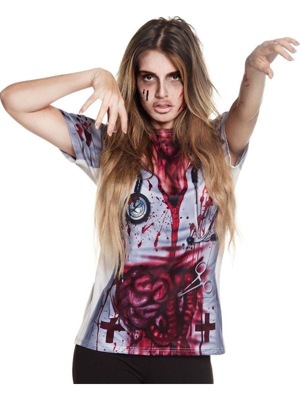 3D shirt zombie verpleegster dames