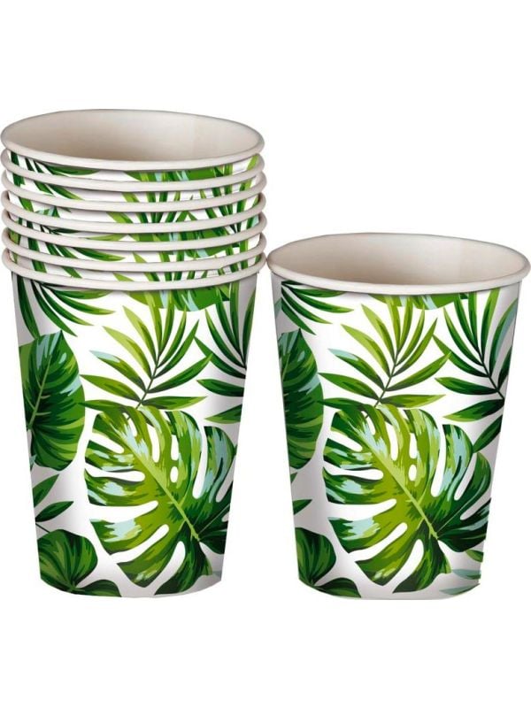 6 papieren drinkbekers palmbladeren 240 ml main product photo