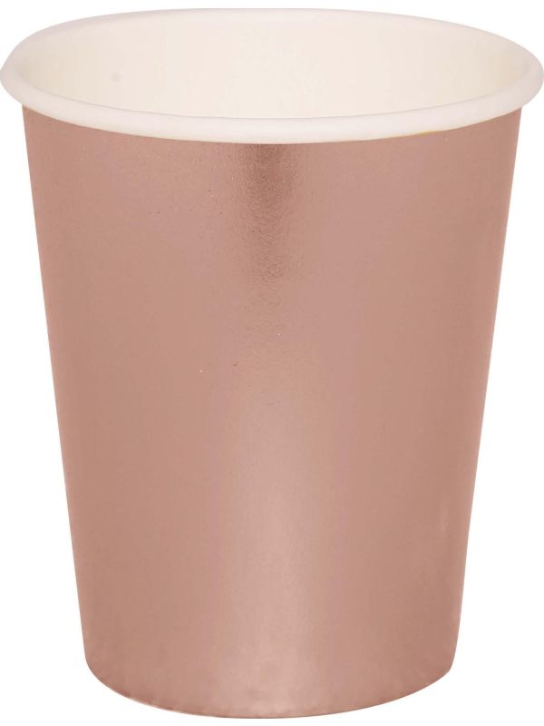 6 papieren drinkbekers roségoud 240 ml main product photo