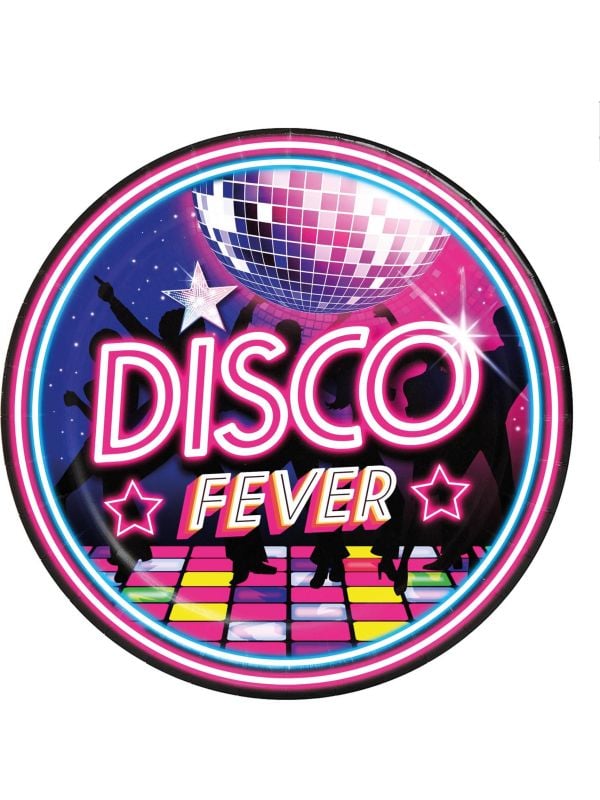6 papieren eetborden retro disco main product photo