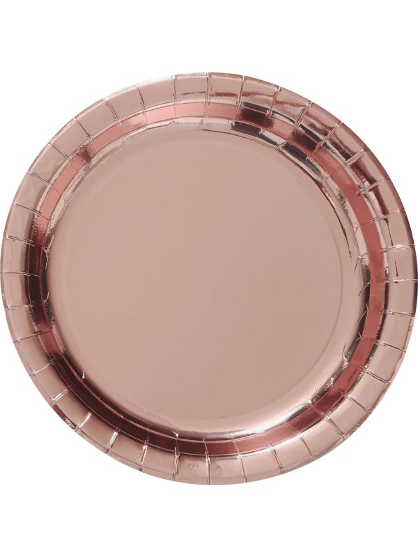 6 papieren eetborden roségoud rond main product photo
