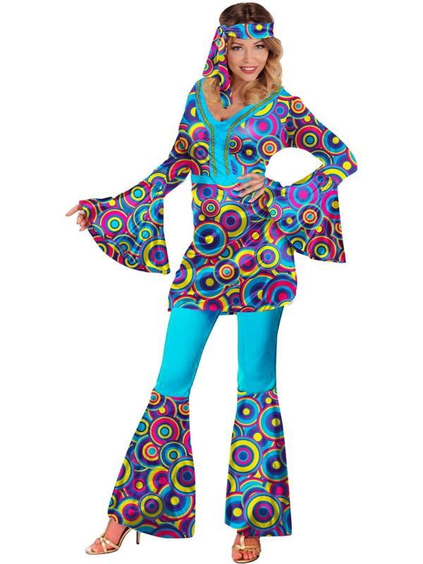 70s retro blauw disco pak dames