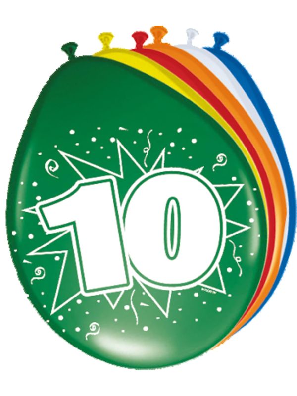 8 feestelijke verjaardag ballonnen 10 jaar