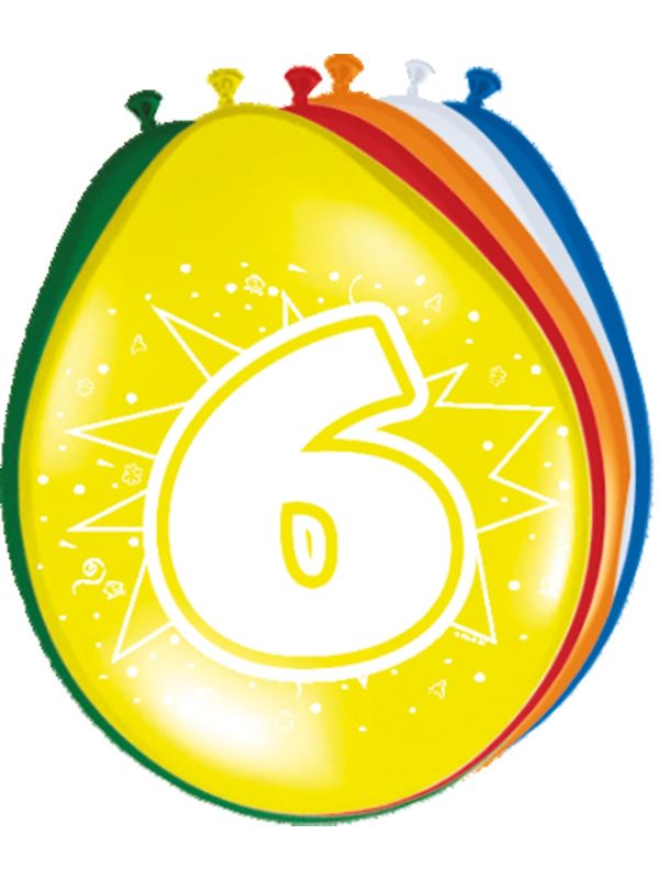 8 feestelijke verjaardag ballonnen 6 jaar main product photo