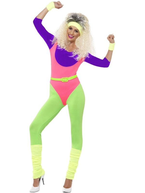 80s fitness jumpsuit neon