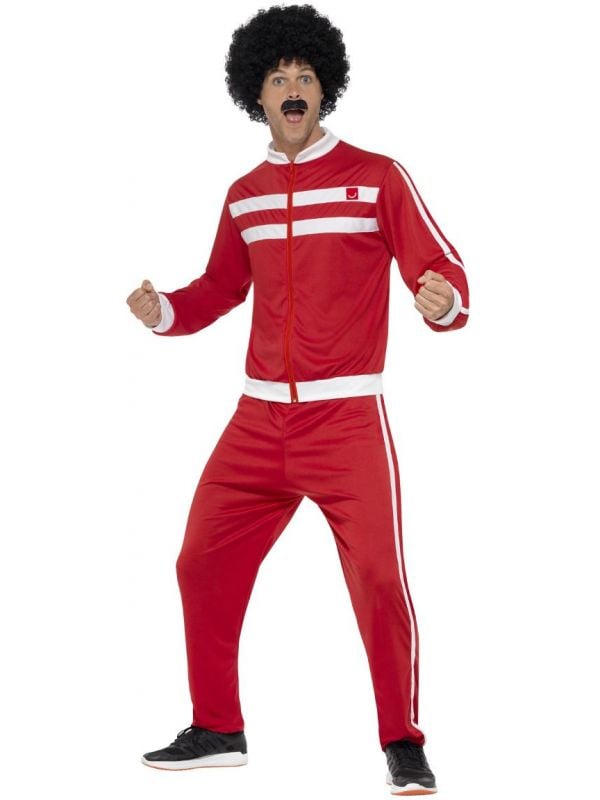 80s mannen tracksuit rood