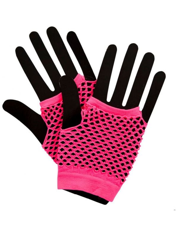 80s visnet handschoenen roze