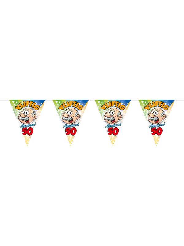 Abraham 50 jaar regenboog vlaggenlijn 10 meter main product photo