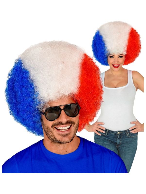 Afro pruik Franse supporter