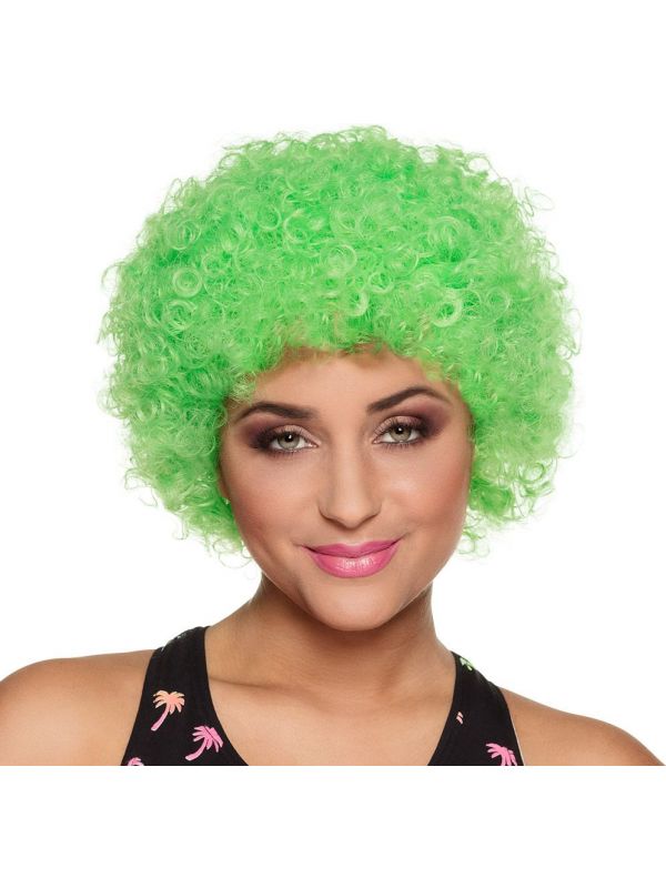 Afro pruik groen poppy