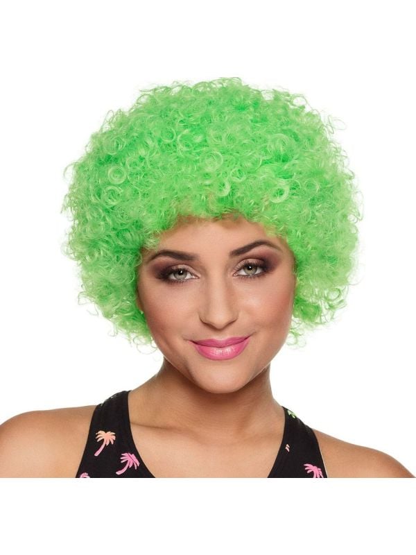 Afro pruik groen poppy