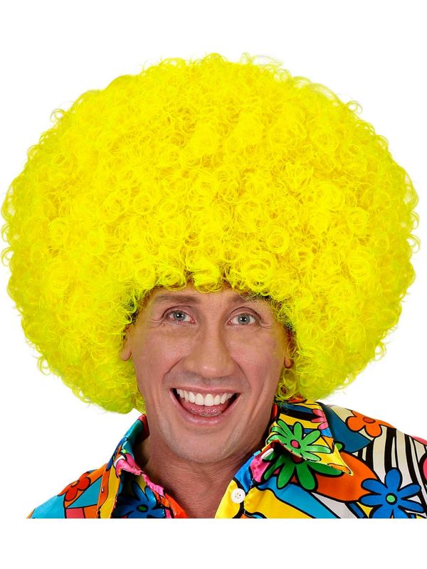 Afro pruik neon geel main product photo