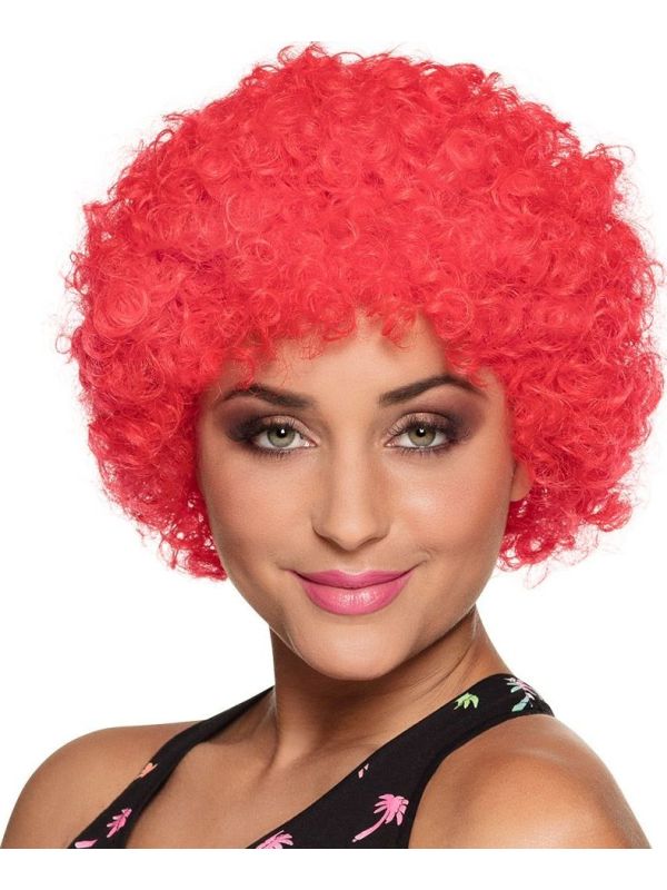 Afro pruik rood poppy