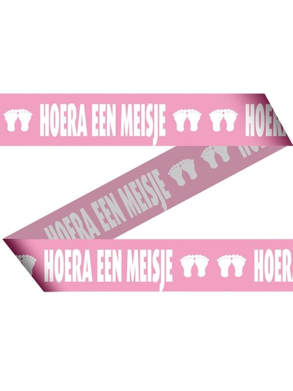 Afzetlint geboorte meisje roze