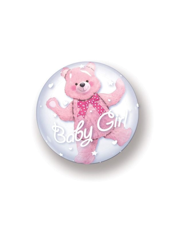 Baby Girl knuffelbeer bubbles ballon 61 cm