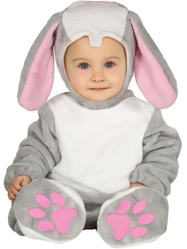Baby kostuum konijn grijs