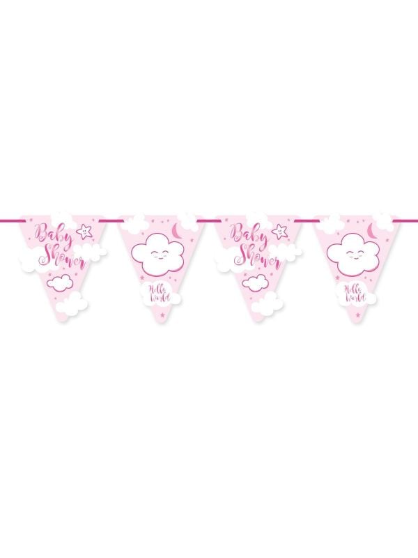 Babyshower roze meisje vlaggenlijn 6 meter