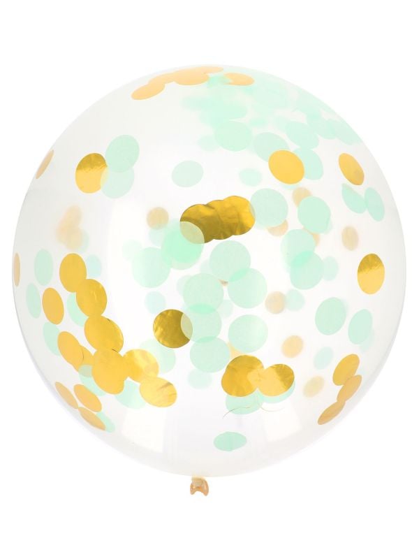 Ballon XL met confetti goud mint