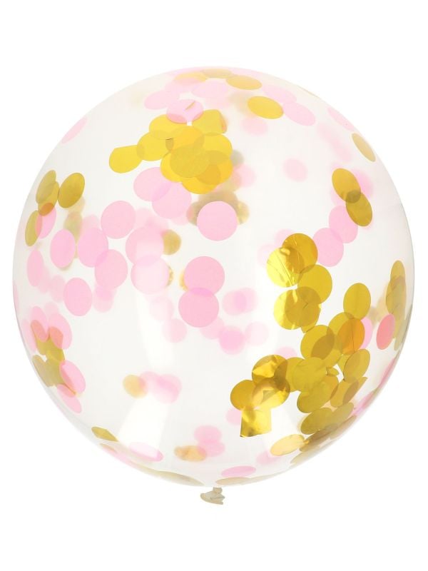 Ballon XL met confetti goud roze