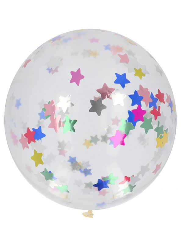 Ballon XL met confetti sterren kleurrijk