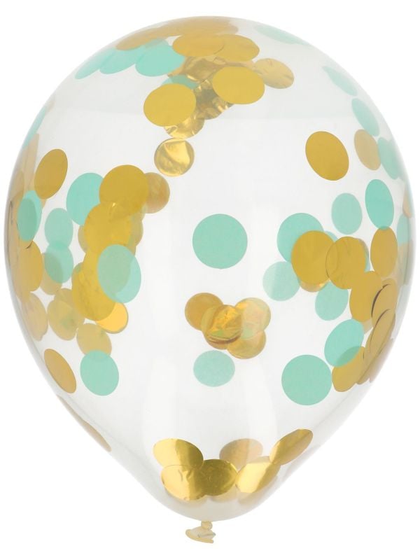 Ballonnen met confetti goud mint